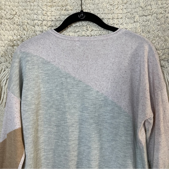 SMARTWOOL pink and gray color block Shadow Pine crewneck wool sweater M - Picture 10 of 11